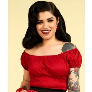 Peasant Top in Red. LARGE